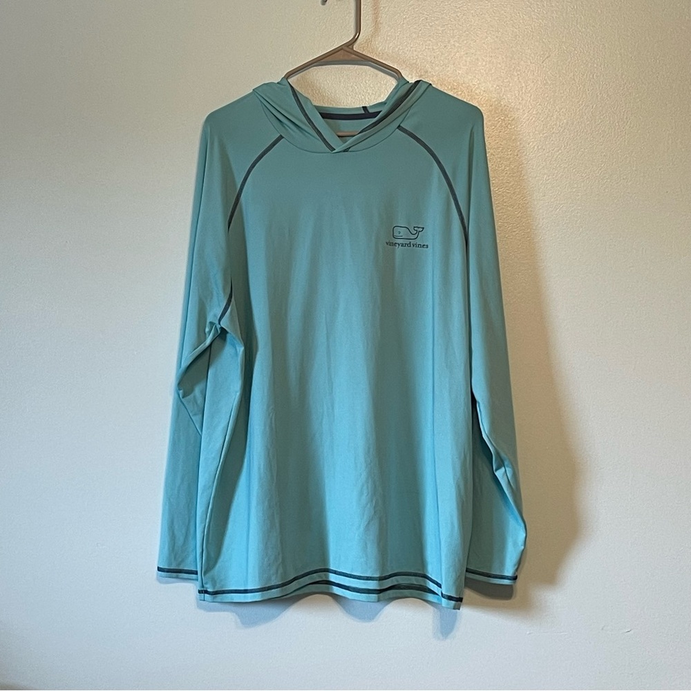 Men’s Vineyard Vines Aqua Blue Performance Long Sleeve Hoodie Shirt